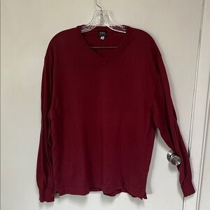 Neiman Marcus Deep Red V-Neck Sweater